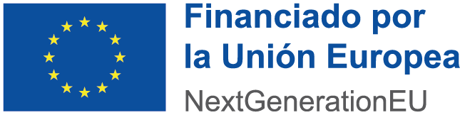 Logotipo de la Unión Europea con el texto "Financiado por la Unión Europea" y "NextGenerationEU", representando apoyo financiero para proyectos de desarrollo y recuperación.